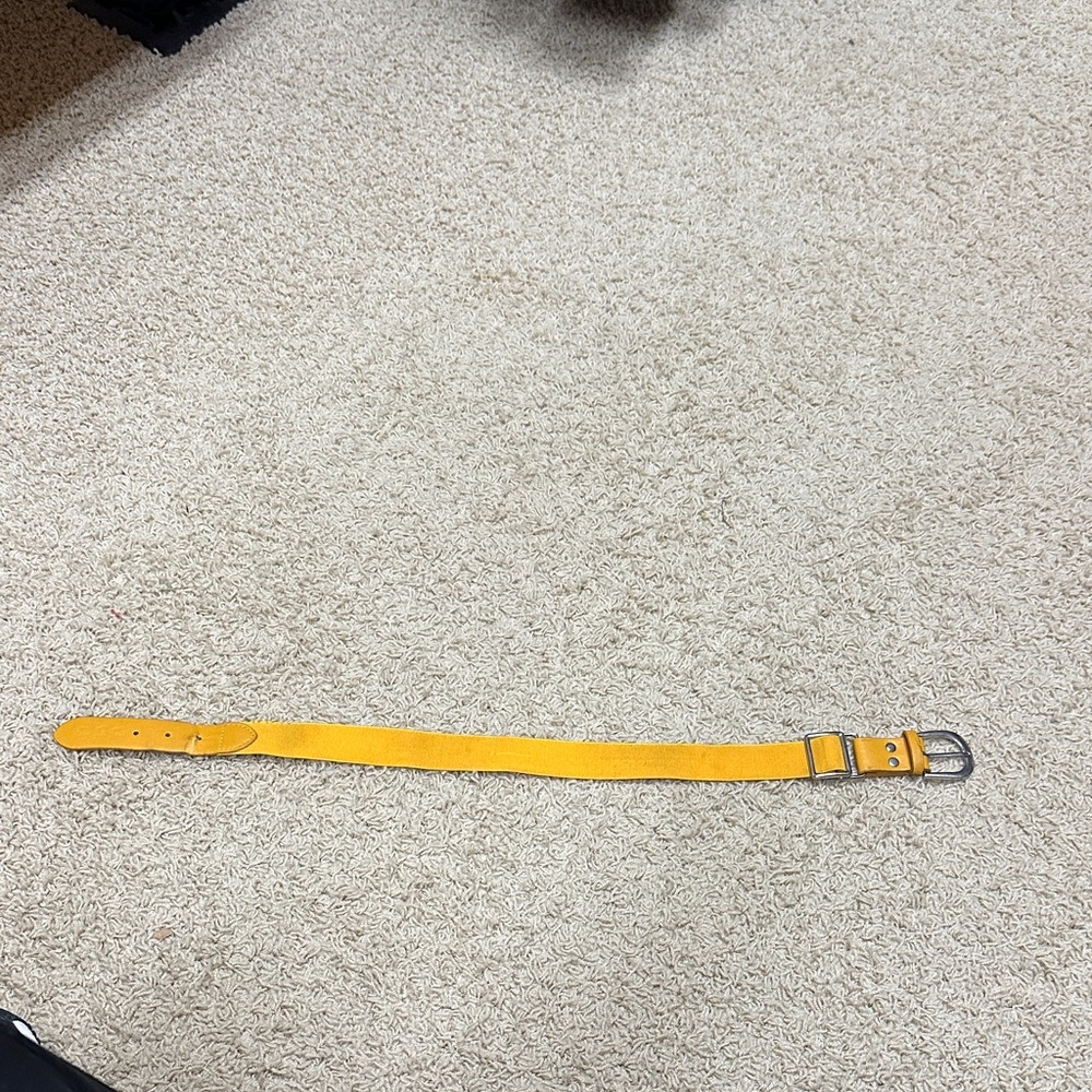 Yellow baseball Leather Belt with Silver Buckle